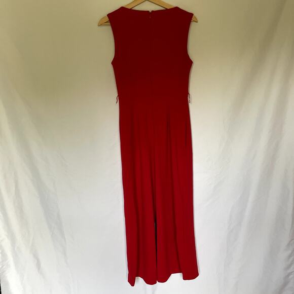 Calvin Klein bright red jumpsuit wide leg sleeveless v-neck women's 8 pockets - Picture 7 of 7